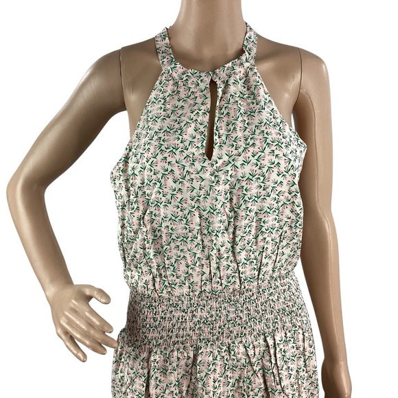 Koko + Mason Floral Halter Keyhole Mini Dress Pink Green M - Picture 2 of 7